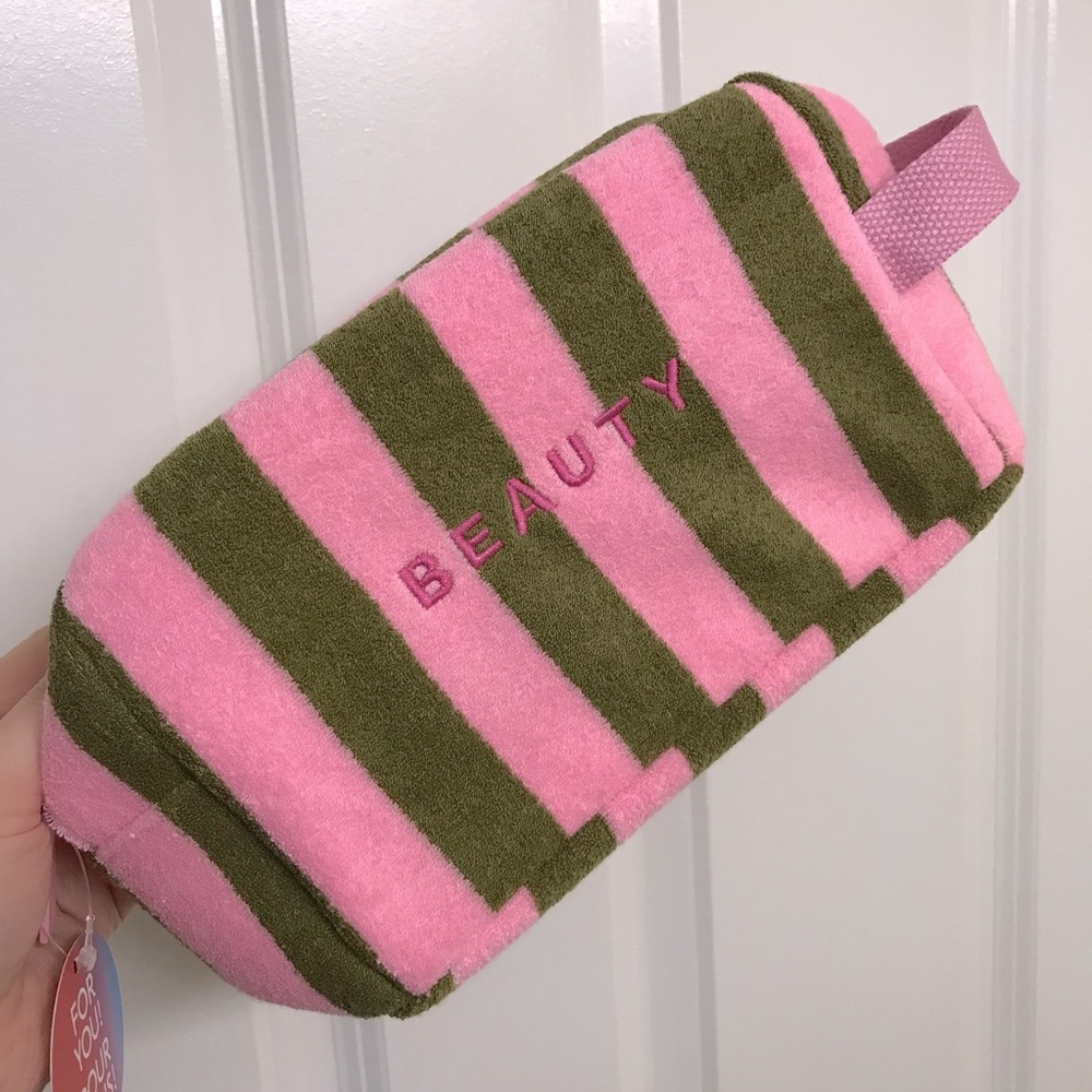 Striped Terrycloth Cosmetic Bag
